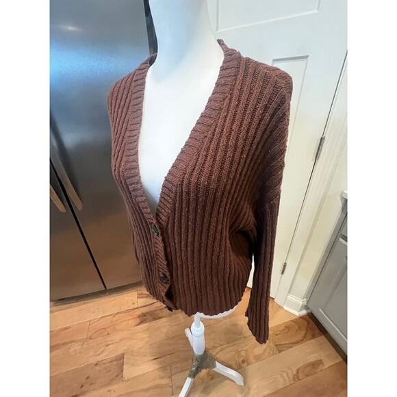 american eagle knit cardigan brown button front womens large - Picture 3 of 6
